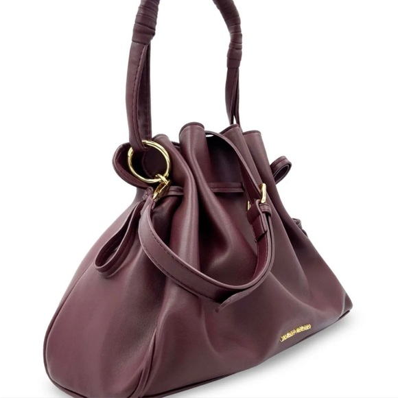 Badgley Mischka Handbags - Badgley Mischka Large Pleated Wine Vegan Leather NWT